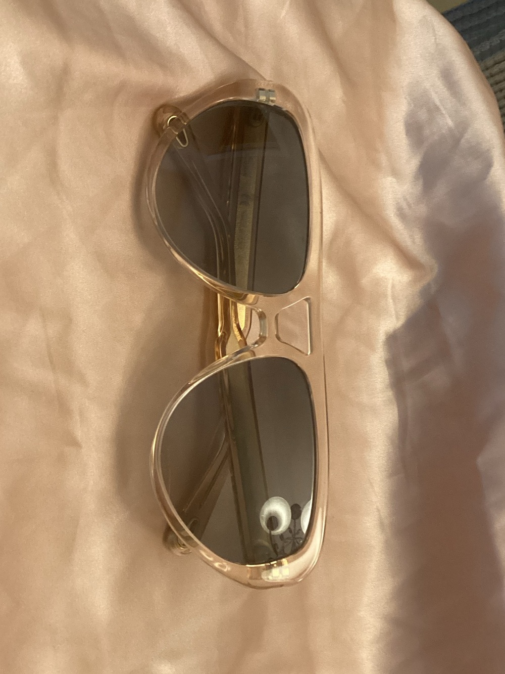 Chloe Clear Pink Frame Sunglasses with Gray Lenses
